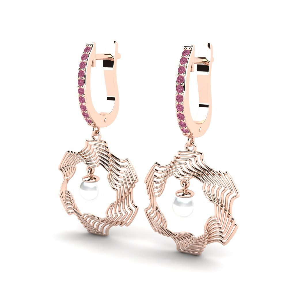 14k Oro Rosa Granate Rhodolite Pendiente de mujer Xochitle
