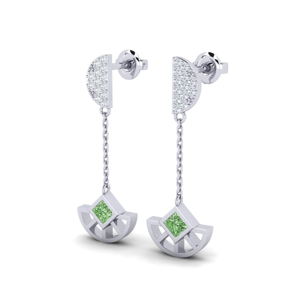 950 Platin Grüner Diamant Damen ohrring Xylia