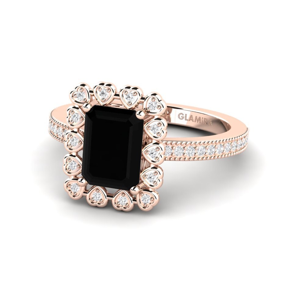 9k Rose Gold Black Onyx Engagement Ring Xyster