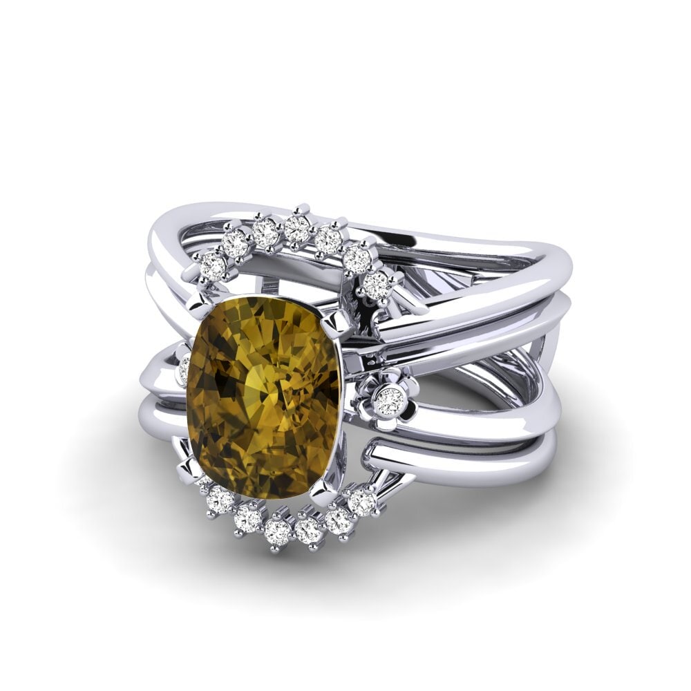 950 Platinum Brown Zircon Ring Yablexa - SET