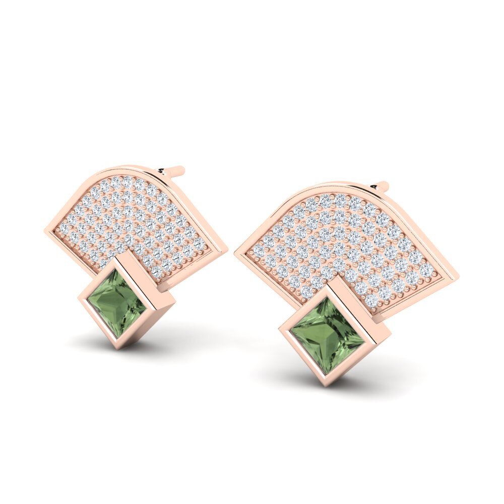 Oro Rosso 585 Zaffiro Verde Orecchino da donna Yalaza