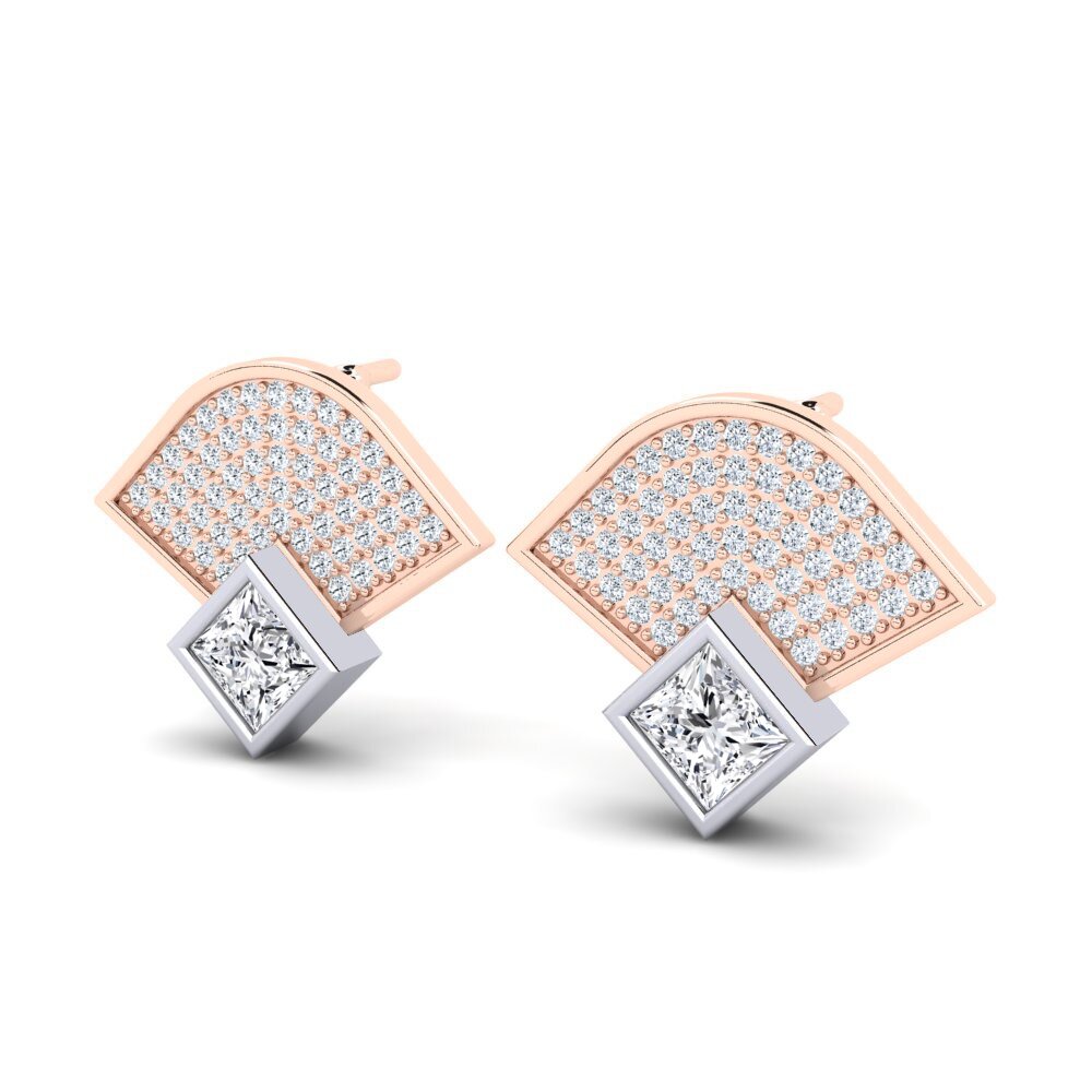 18k Oro Rosa & Blanco Pendiente de mujer Yalaza