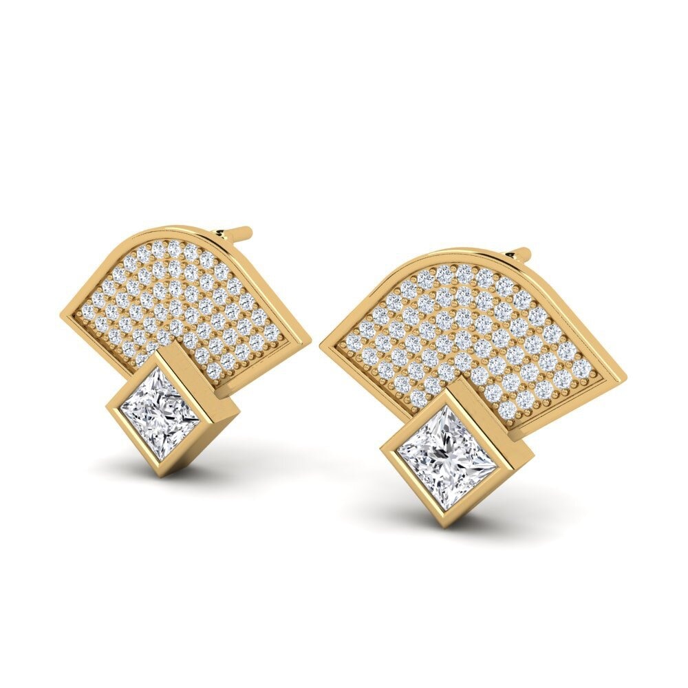 18k Oro Amarillo Princesa Pendiente de mujer Yalaza