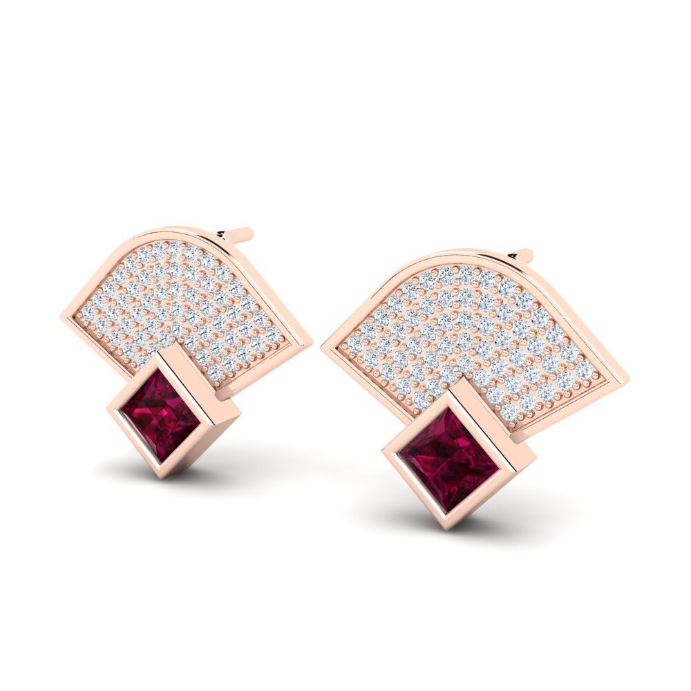 18ct Rose Gold Rhodolite Garnet Women's Earring Yalaza