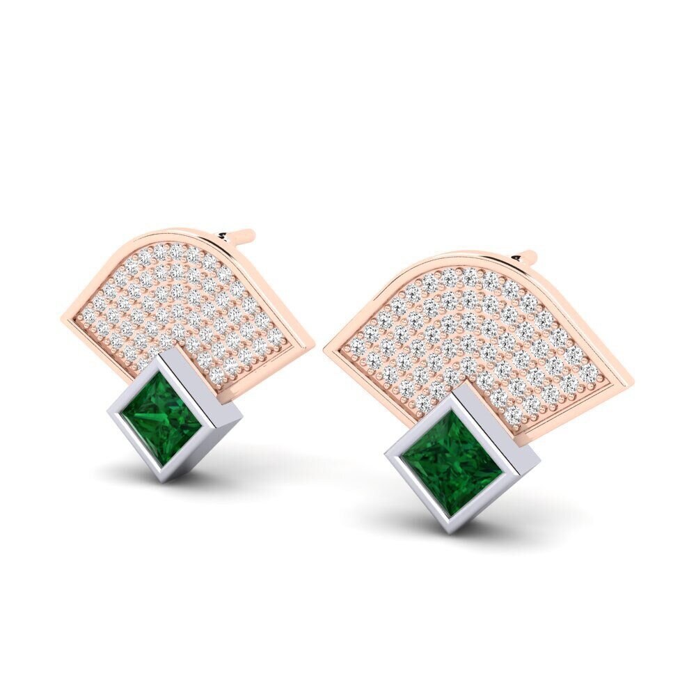 Vermelho & Branco-14K Tsavorite Brincos Feminino Yalaza
