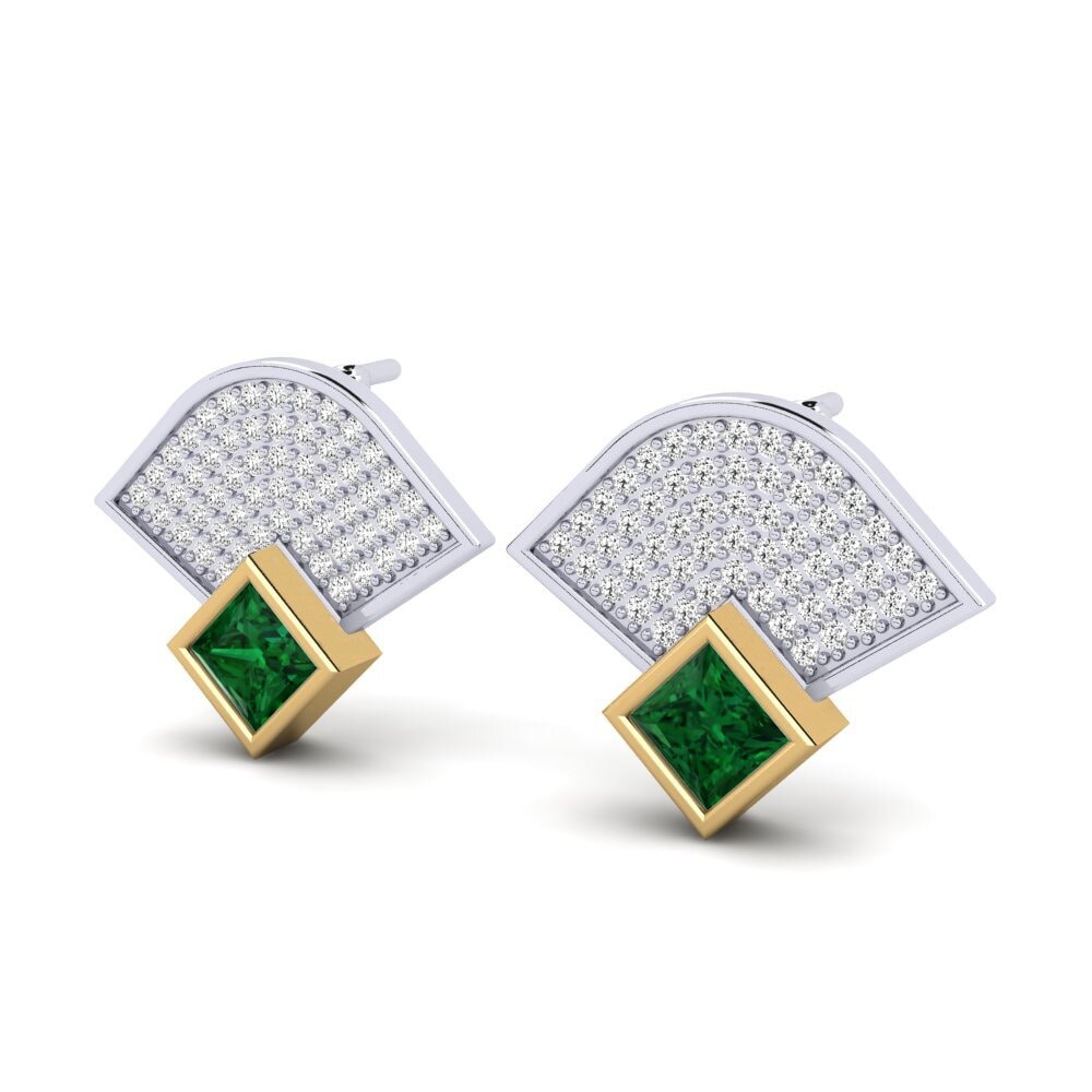 750 Weiß & Gelbgold Tsavorit Damen ohrring Yalaza