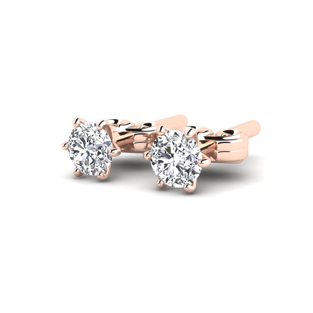 Or rose 14k Diamant De Synthèse Boucle d'oreille enfant Yang