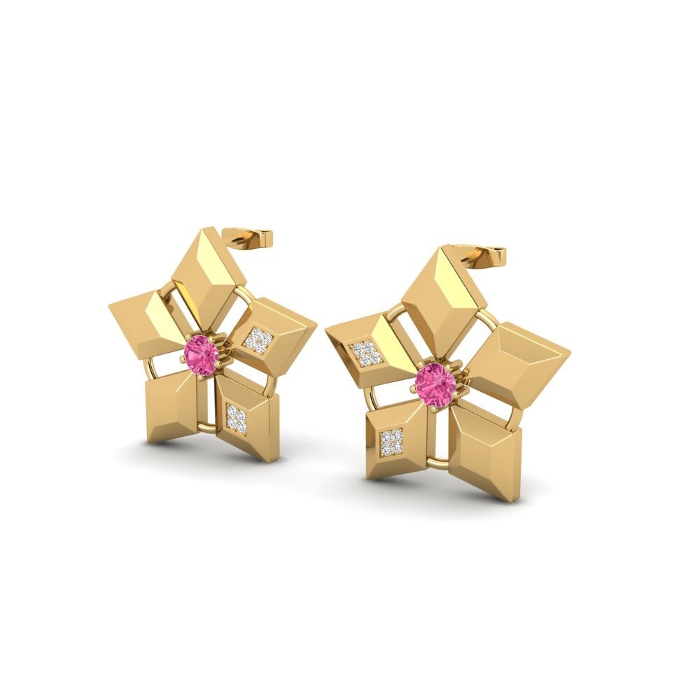 Đá Tourmaline Hồng / Bích tỷ Bông tai nữ Yao