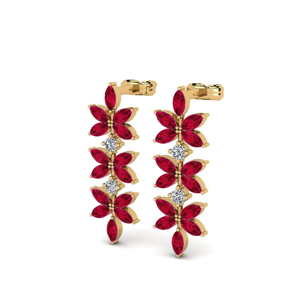 14k Oro Amarillo Marquesa Pendiente de mujer Yarg