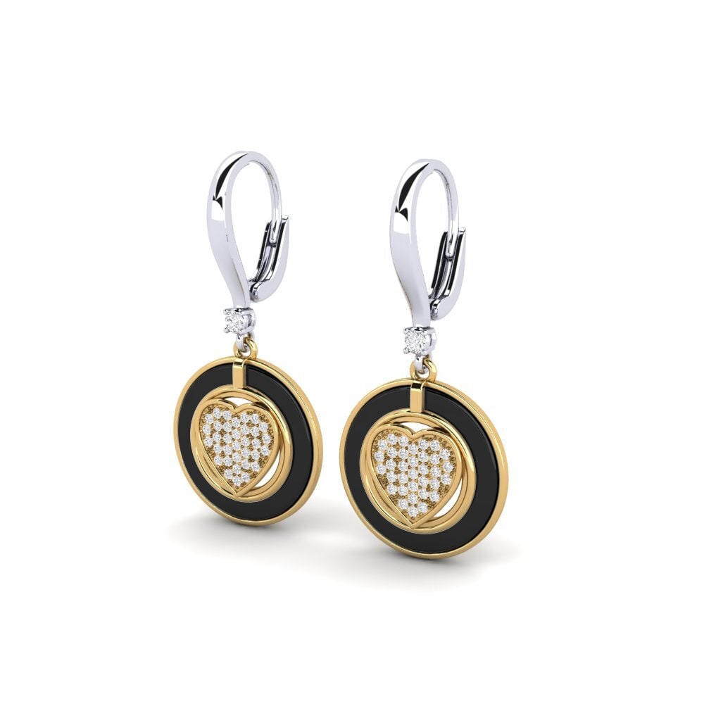 9k Oro Amarillo & Blanco Zafiro blanco Pendiente de mujer Yasuko