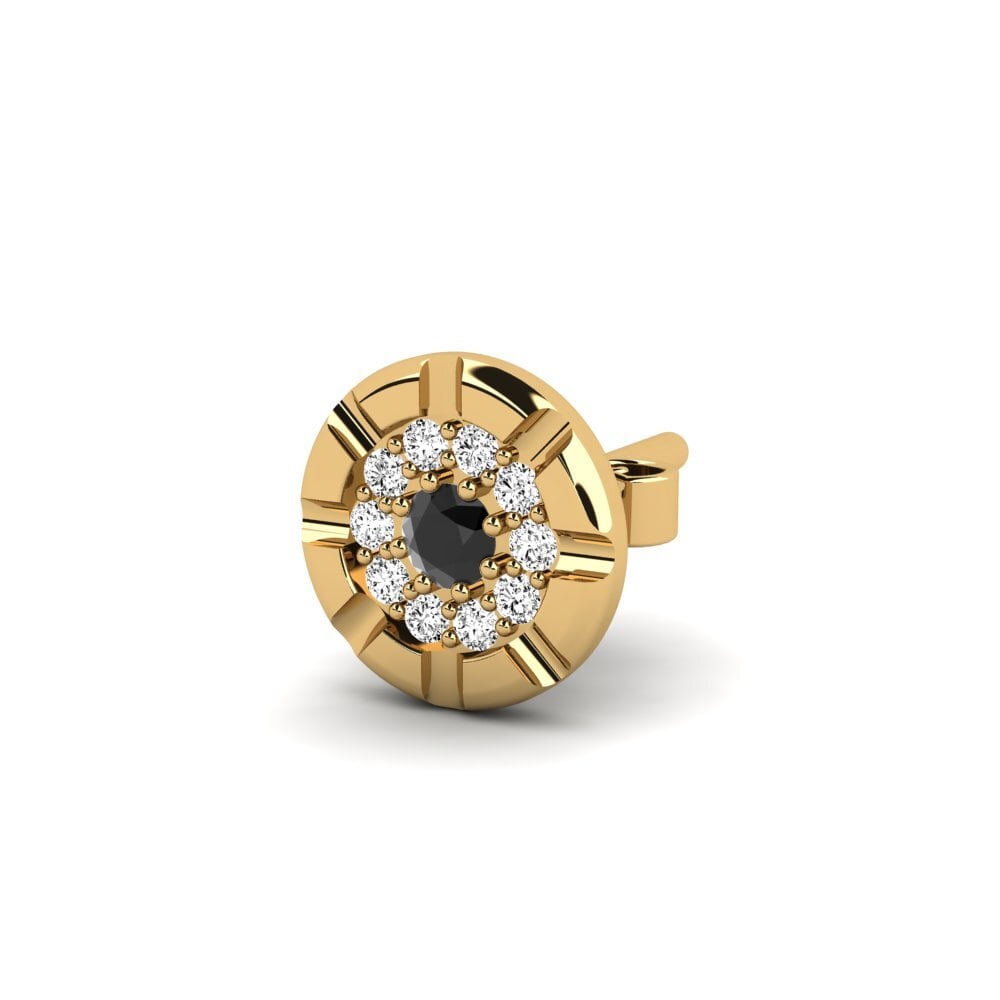 14k Oro Amarillo Ónix Negro Pendiente para hombre Yehudit