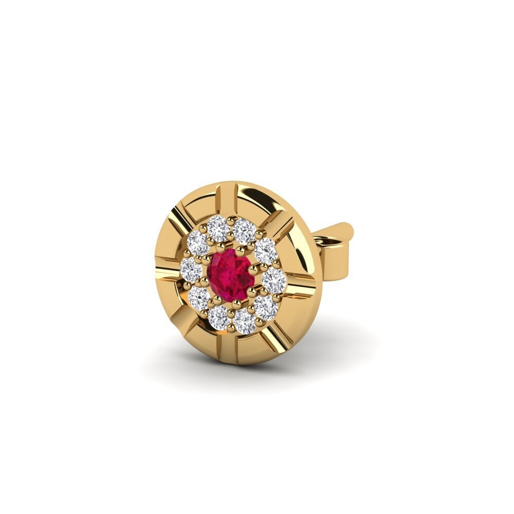 9ct Yellow Gold Ruby Men's Earring Yehudit