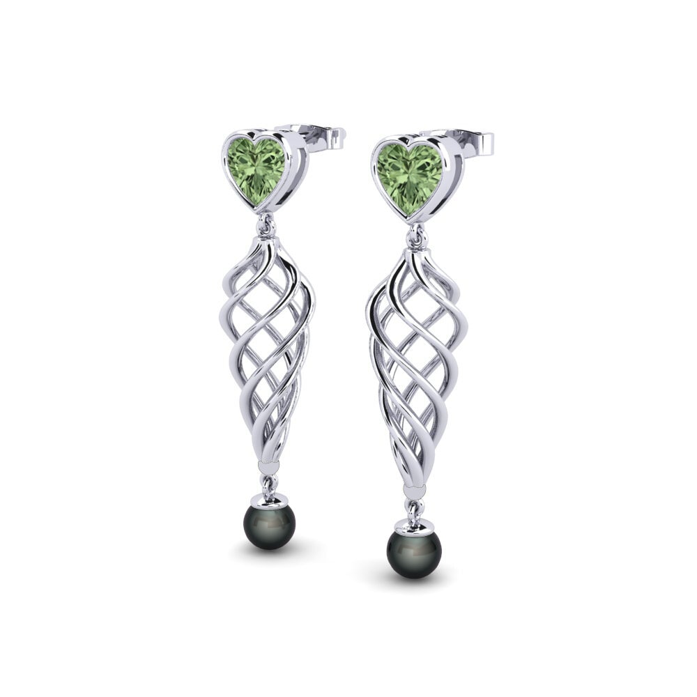 14ct White Gold Green Sapphire Women's Earring Yhtos