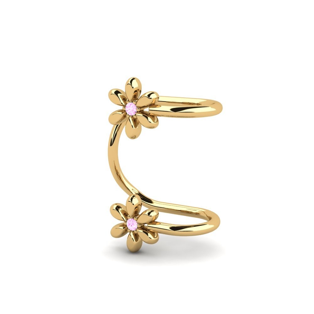 14ct Yellow Gold Pink Sapphire Women's Earring Yike