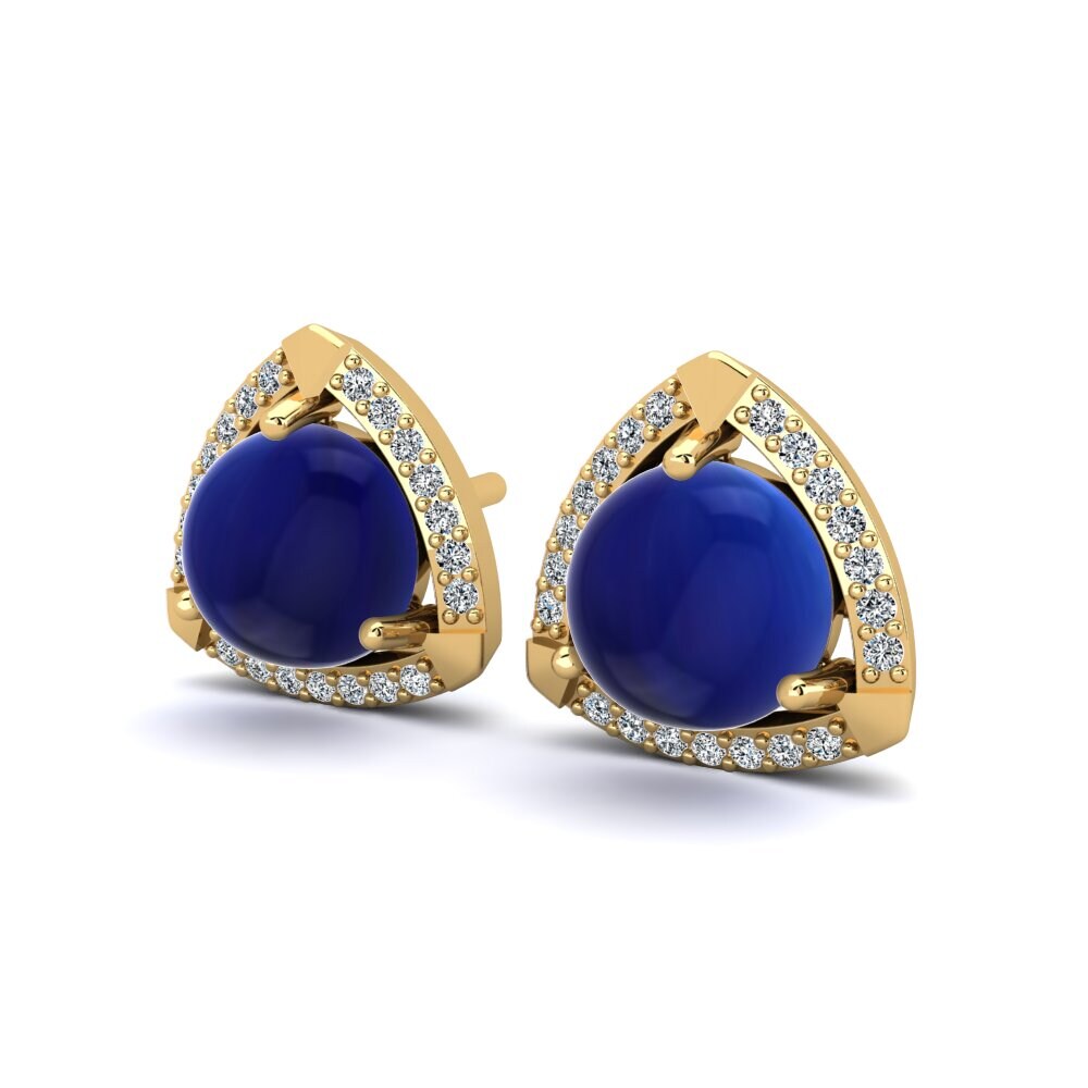 14ct Yellow Gold Cabochon Sapphire Women's Earring Ynes