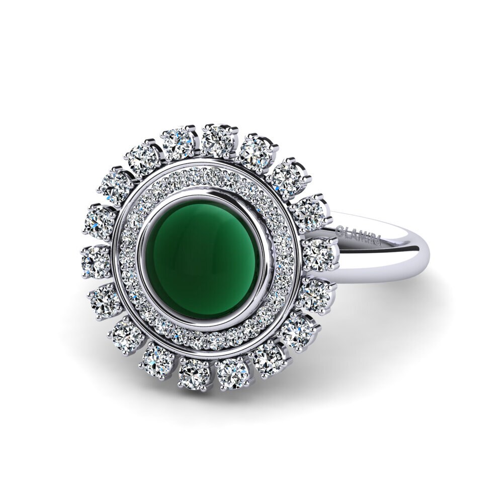 950 Palladium Cabochon Emerald Ring Yonah