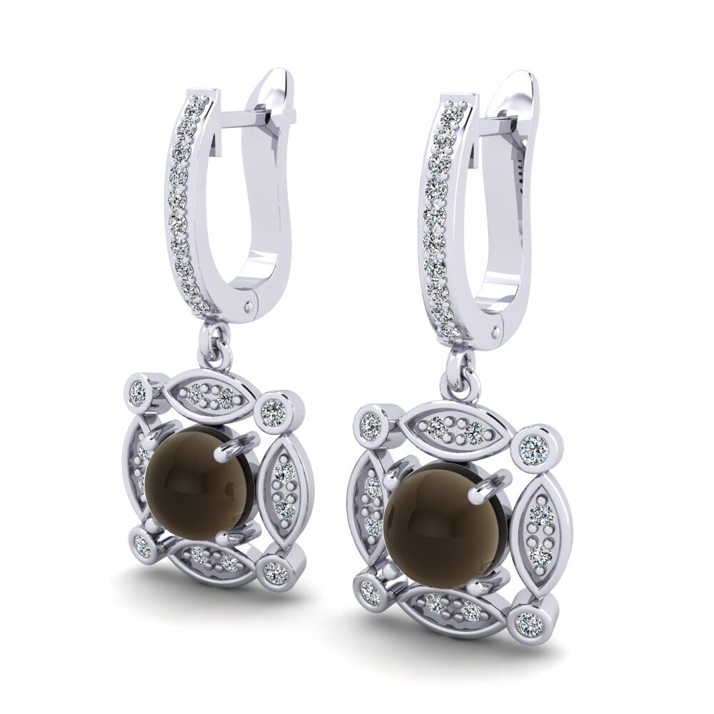 Đá Cabochon Thạch Anh Khói Bông tai nữ Yonita