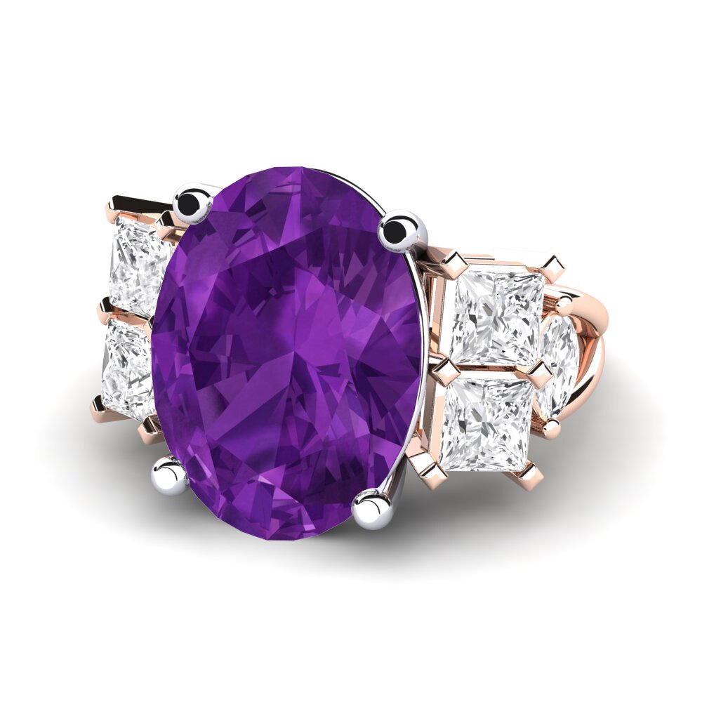 14k Rose & White Gold Amethyst Ring Yovela