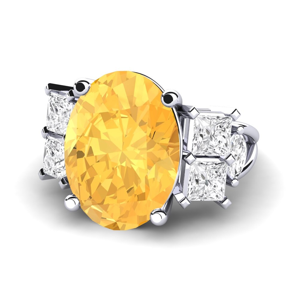 White Silver Citrine Ring Yovela