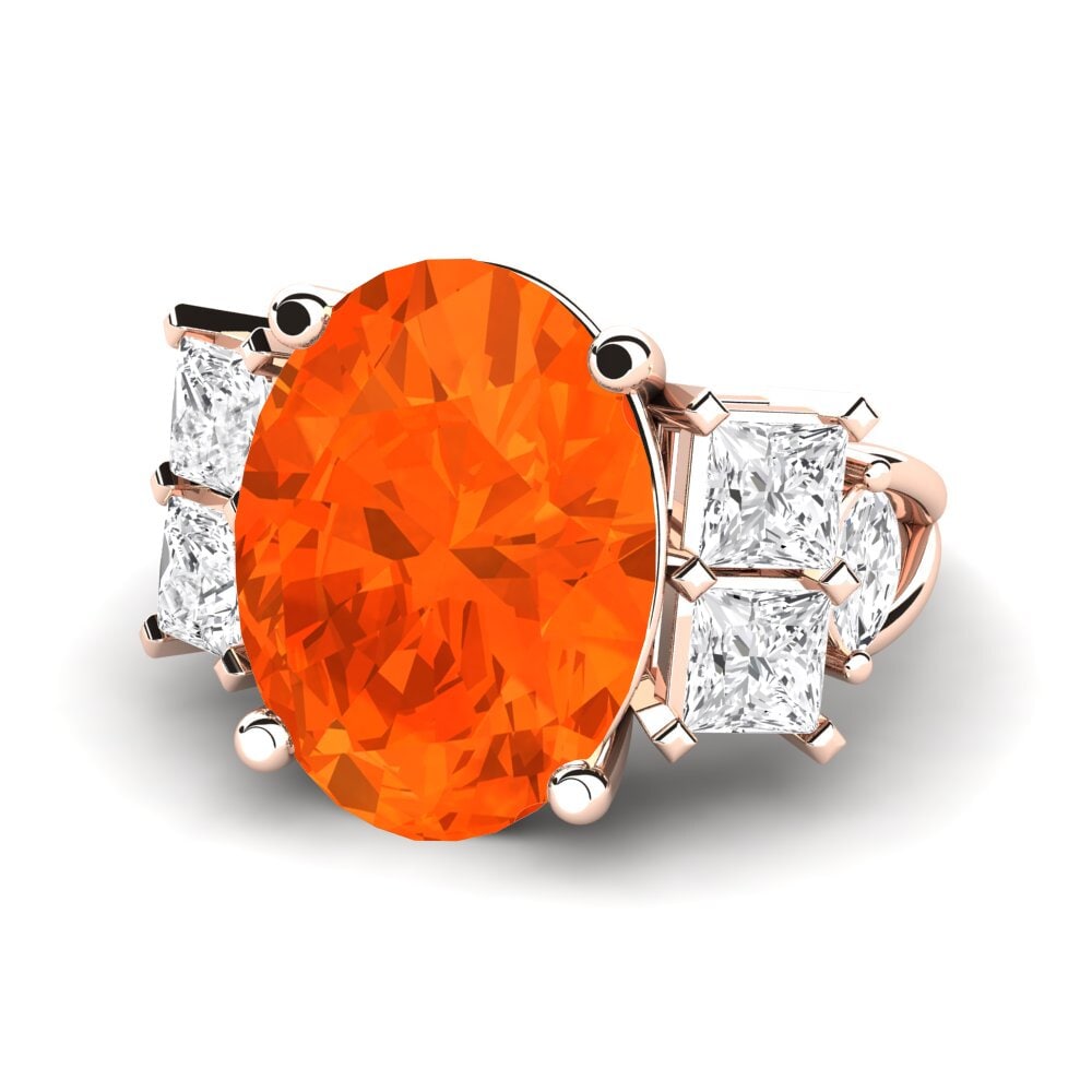 9k Rose Gold Fire-Opal Ring Yovela