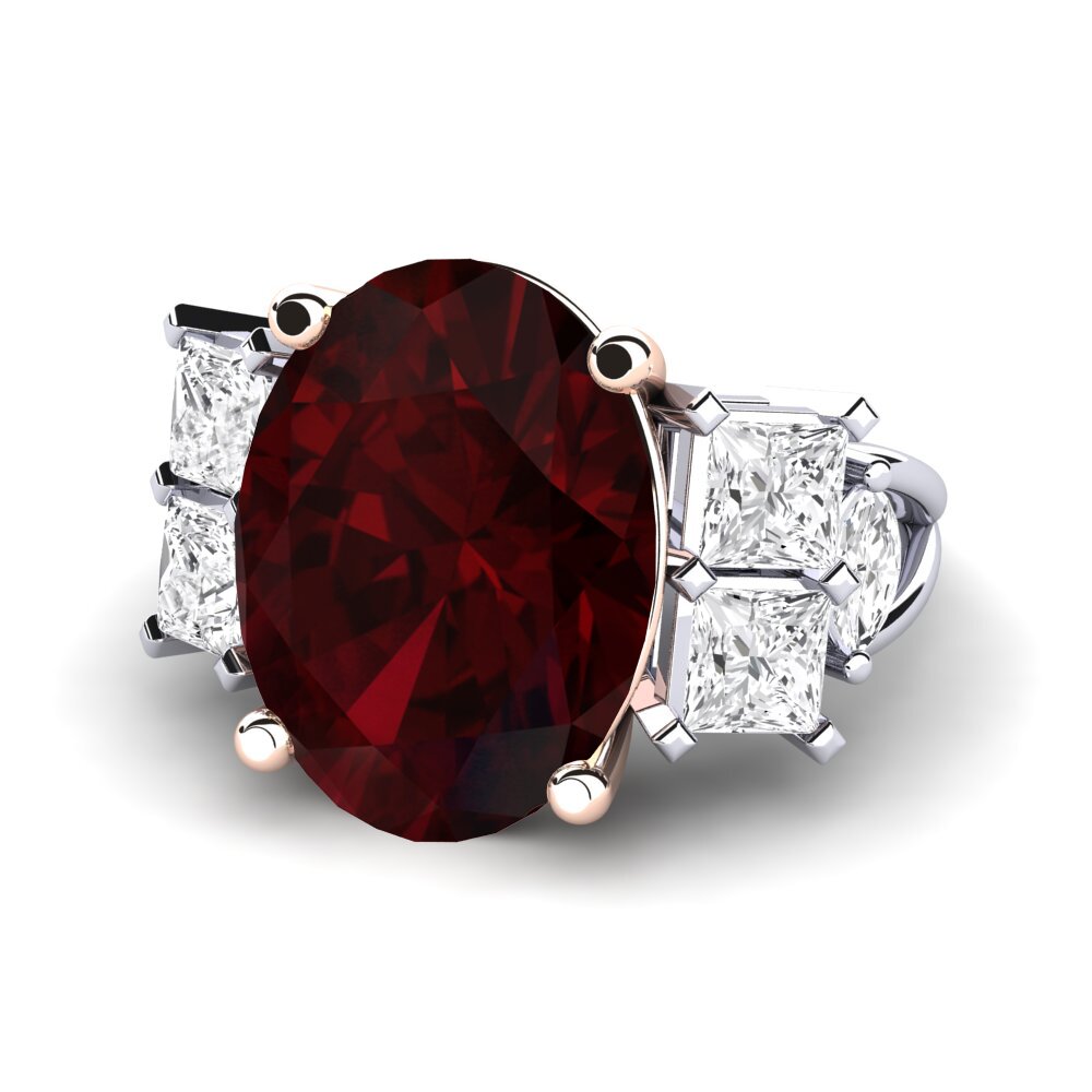 14k White & Rose Gold Garnet Ring Yovela