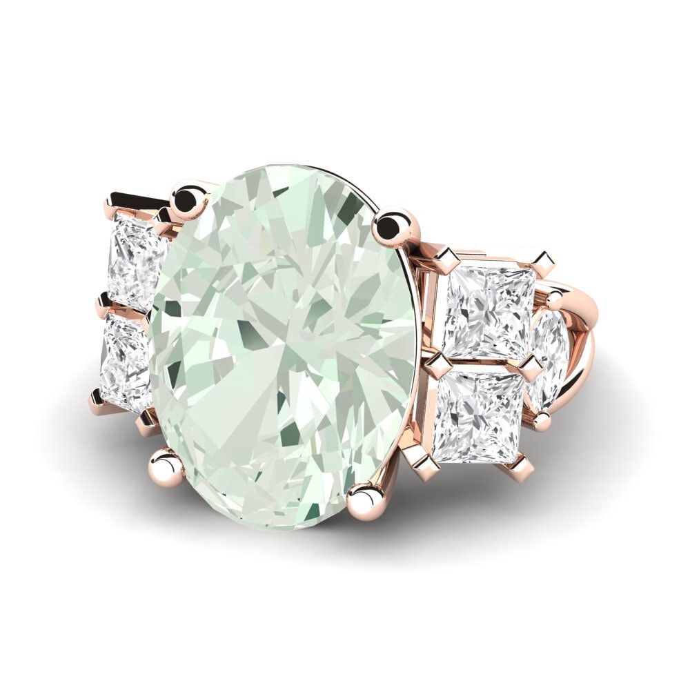9k Rose Gold Green Amethyst Ring Yovela
