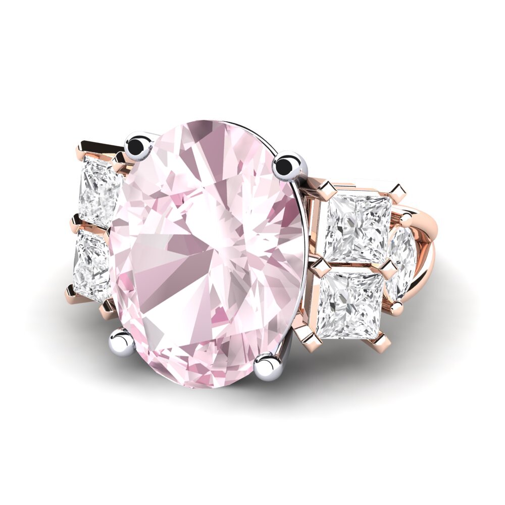 14ct Rose & White Gold Kunzite Ring Yovela