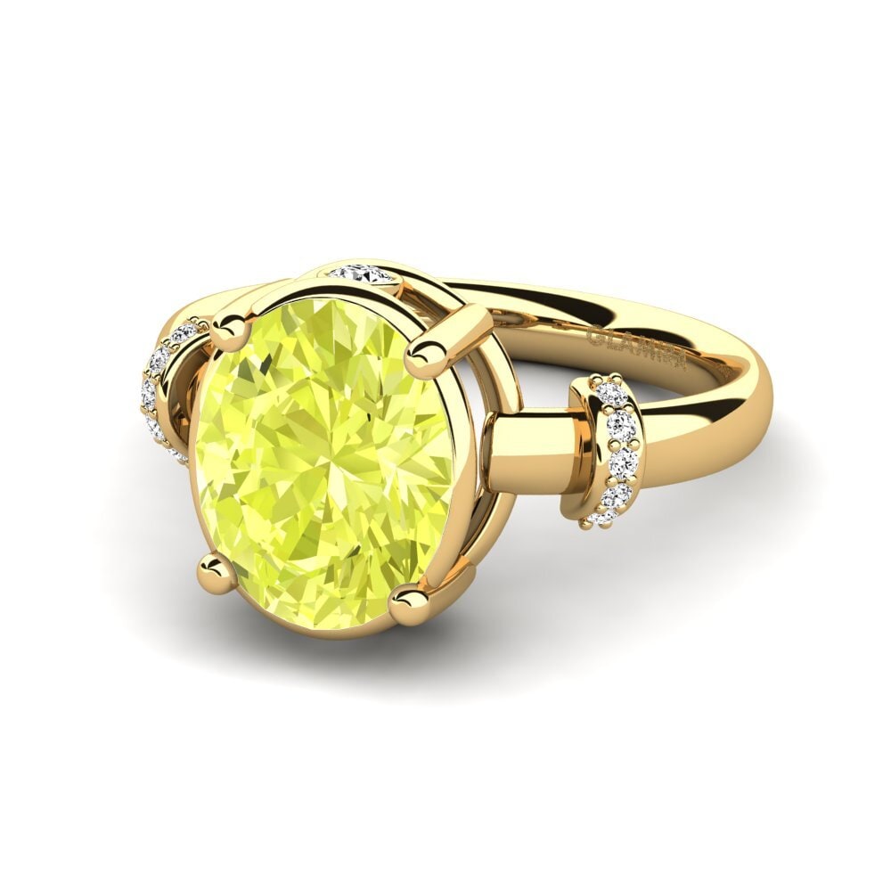 14k Oro Amarillo Cuarzo Limón Anillo de compromiso Yudella