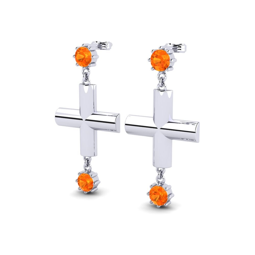 Zafiro Naranja Pendiente de mujer Yukint