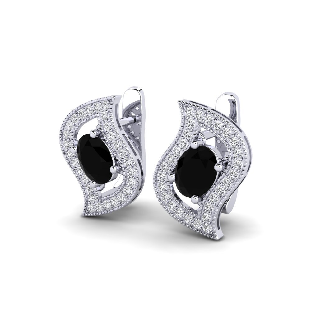 Đá Sapphire Đen Bông tai nữ Yumanjer