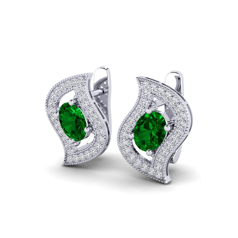 Đá Zirconia Xanh Bông tai nữ Yumanjer