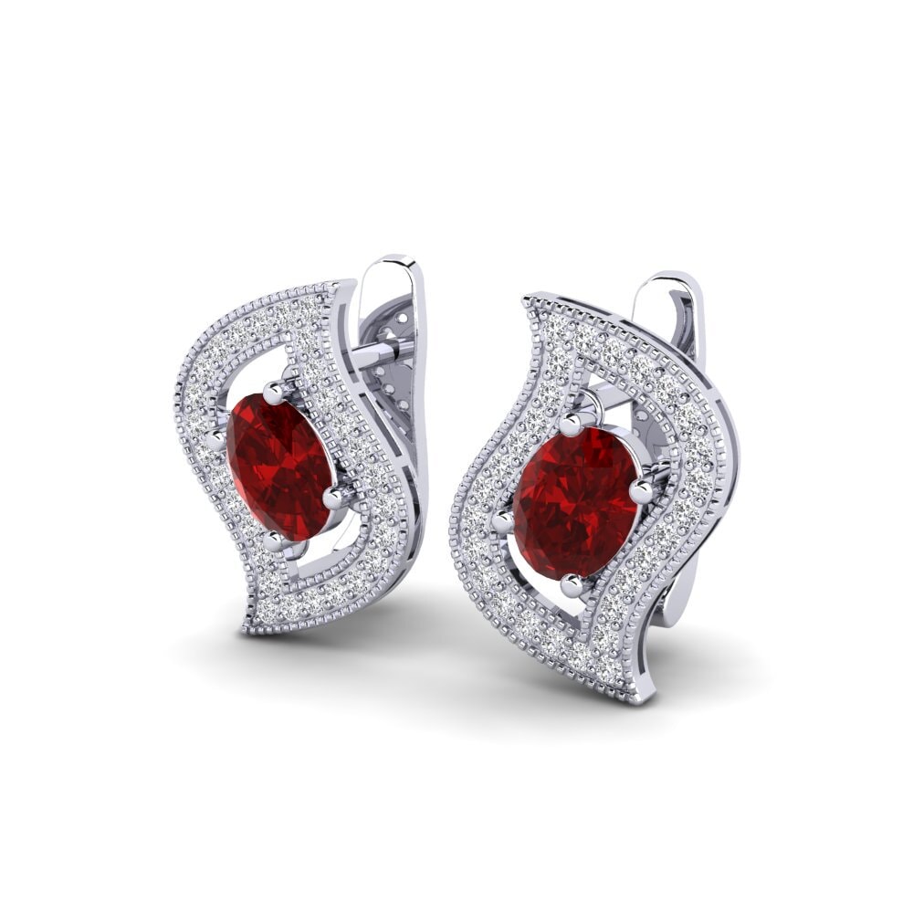 Đá Ruby (Đá nhân tạo) Bông tai nữ Yumanjer