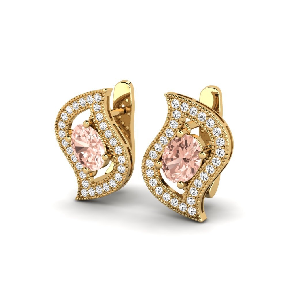 14k Oro Amarillo Morganita Pendiente de mujer Yumanjer