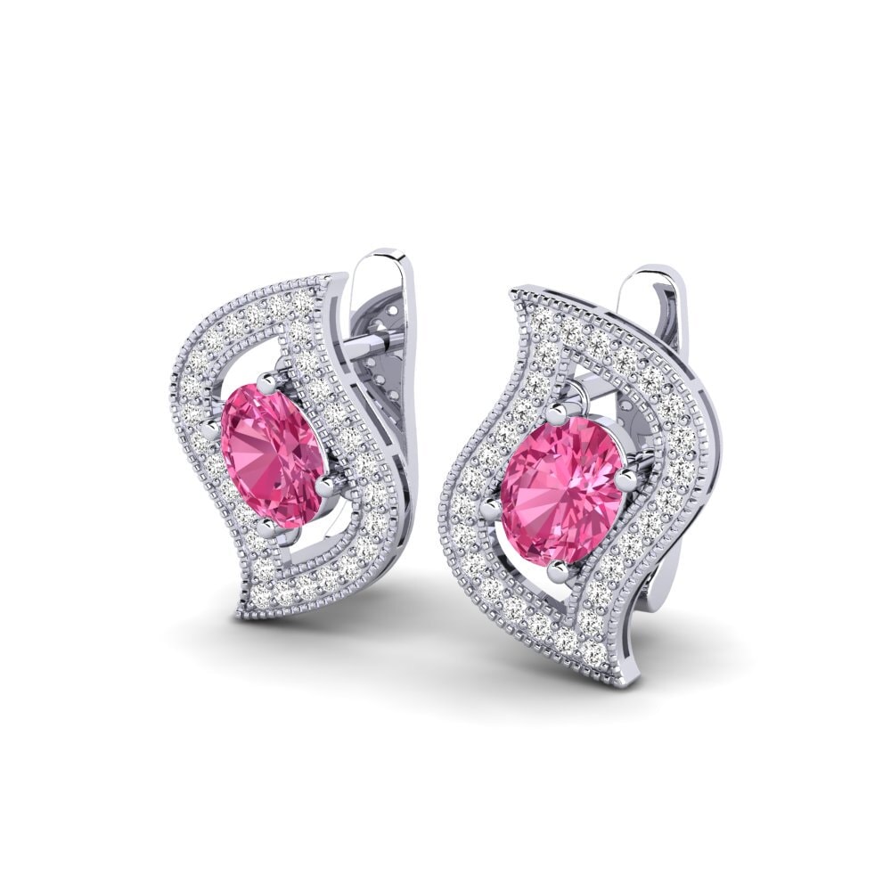 Đá Tourmaline Hồng / Bích tỷ Bông tai nữ Yumanjer