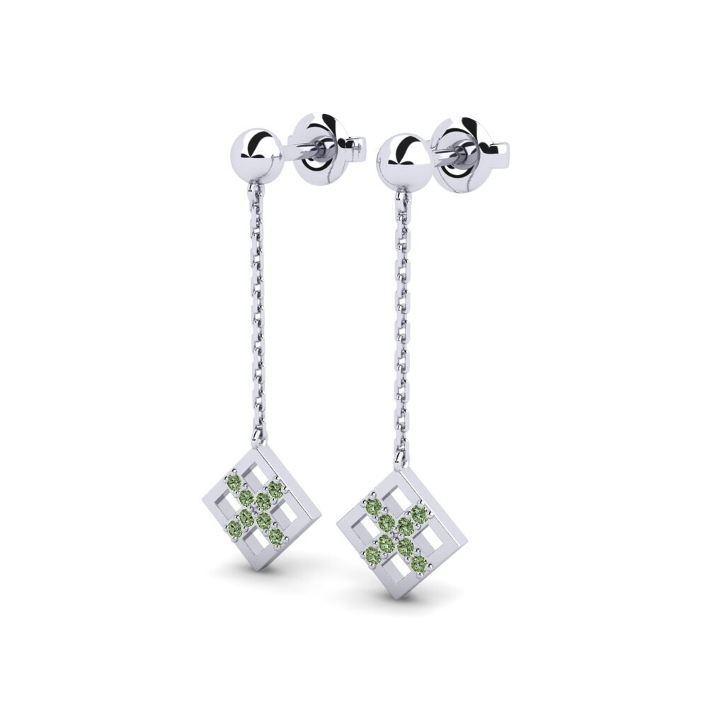 950 Platin Grüner Diamant Damen ohrring Yvonne