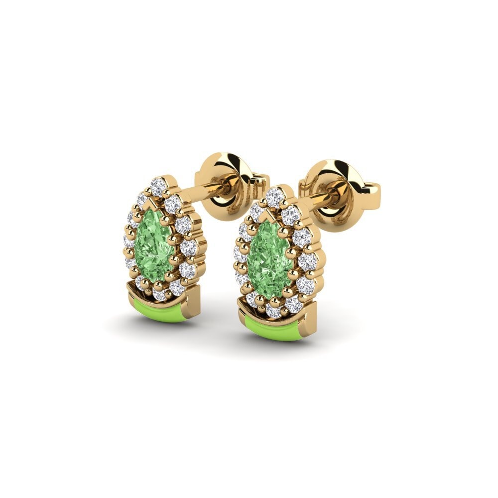 Diamante Verde Brincos Feminino Zabavno