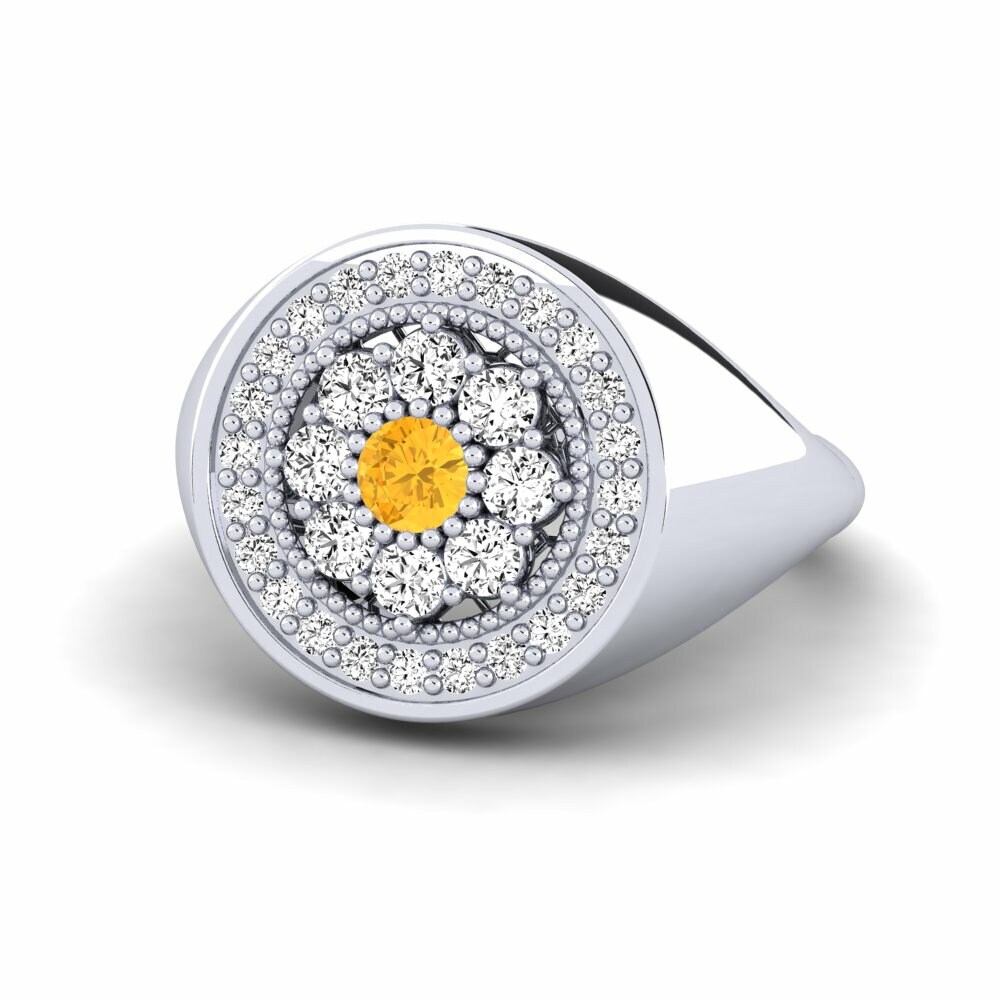 Citrine and diamond ring white gold discount