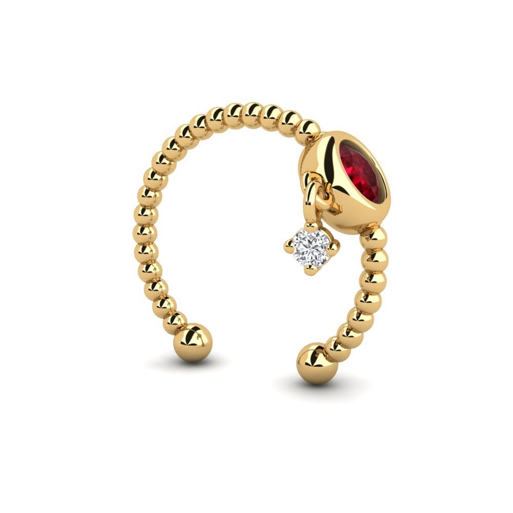 14ct Yellow Gold Ruby Women's Earring Zalewski