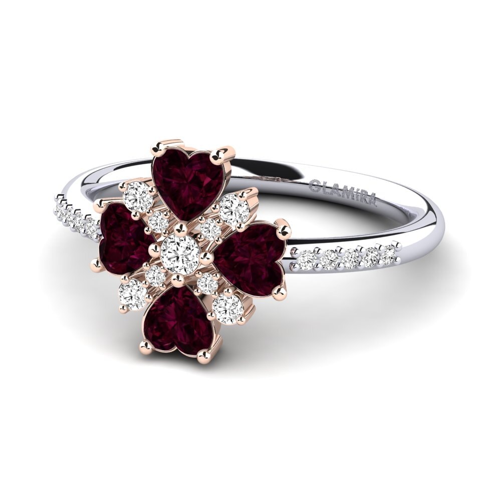 14k Oro Blanco & Rosa Granate Rhodolite Anillo Zalyssa