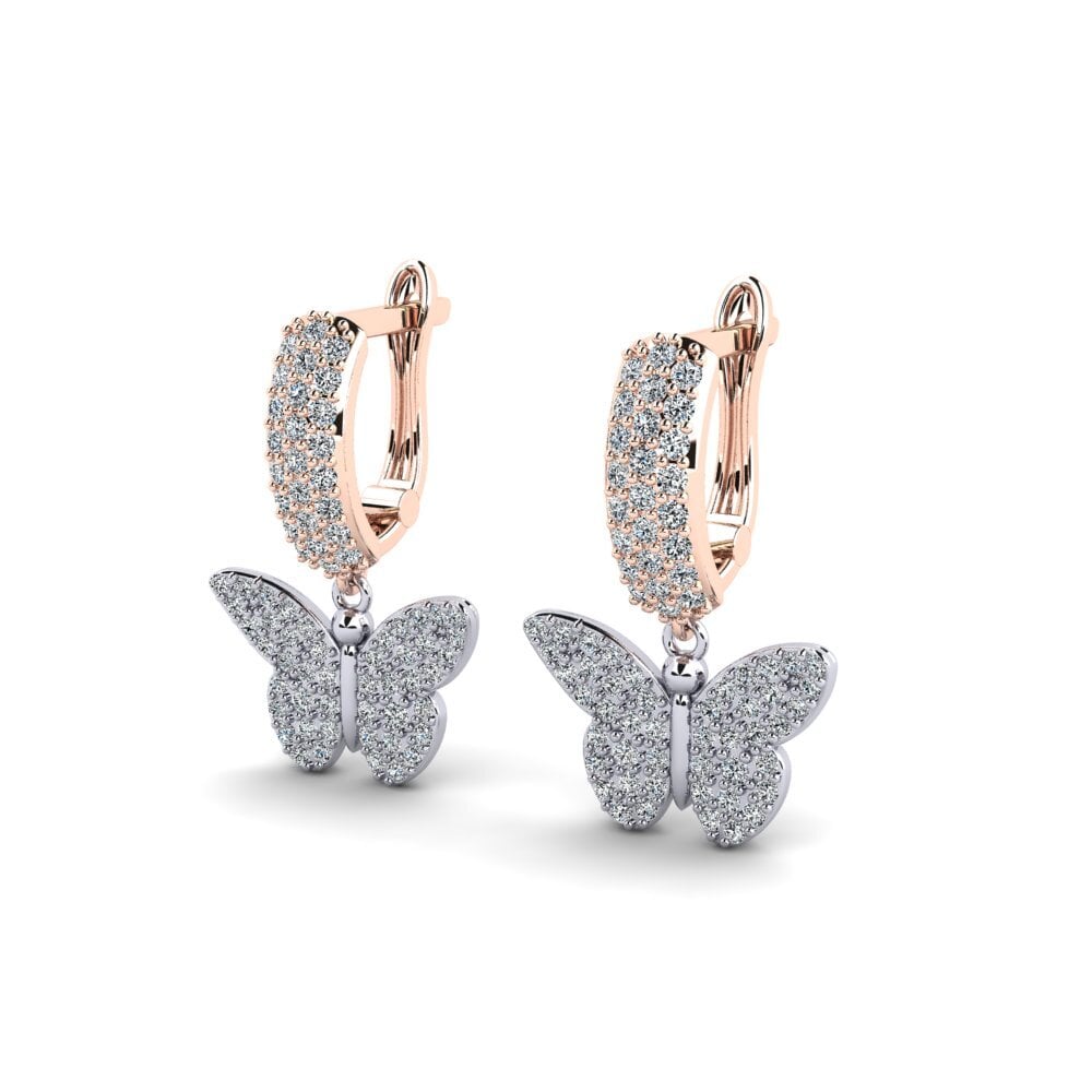 9k Oro Rosa & Blanco Pendiente de mujer Zansvents