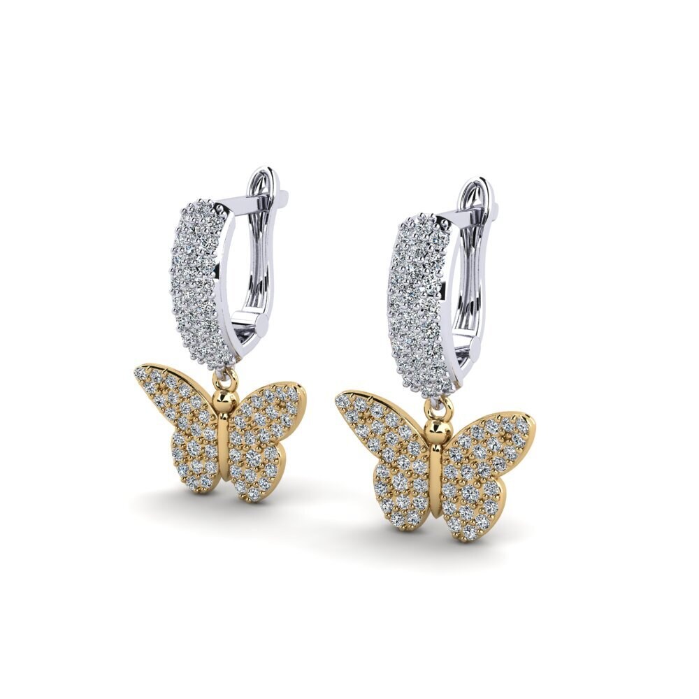 9k Oro Blanco & Amarillo Pendiente de mujer Zansvents