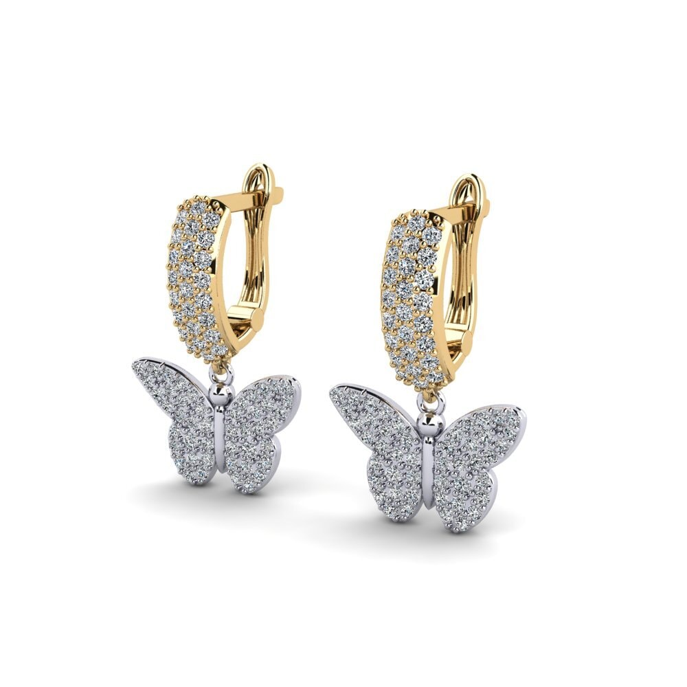 14k Oro Amarillo/Blanco Pendiente de mujer Zansvents