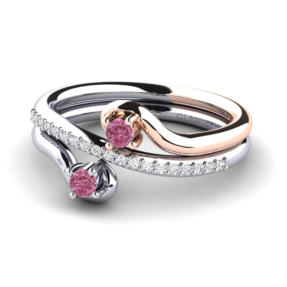 14k Oro Blanco & Rosa Granate Rhodolite Anillo Zarlish