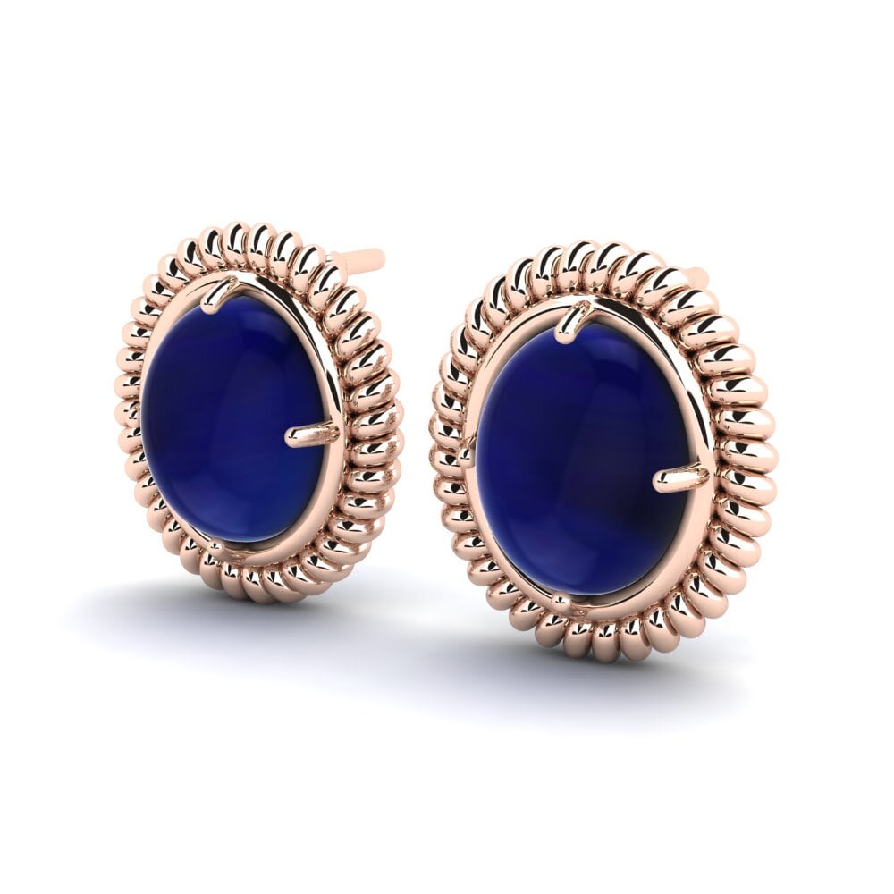 14ct Rose Gold Cabochon Sapphire Women's Earring Zavia