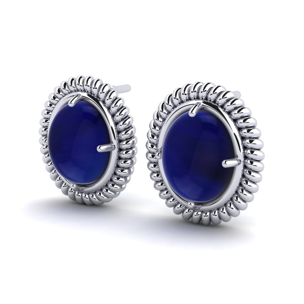 Palladium 950 Saphir Cabochon Boucle d'oreille femme Zavia