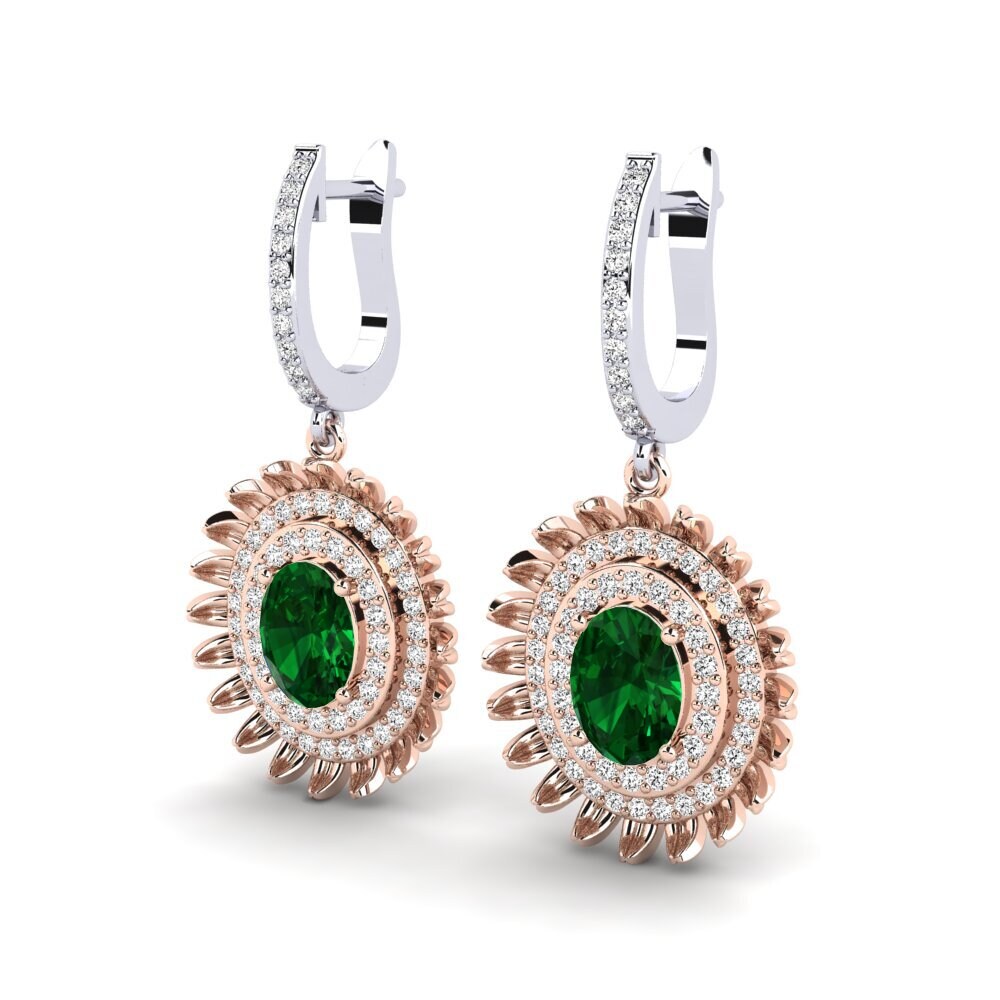 Vermelho & Branco-14K Tsavorite Brincos Feminino Zeman
