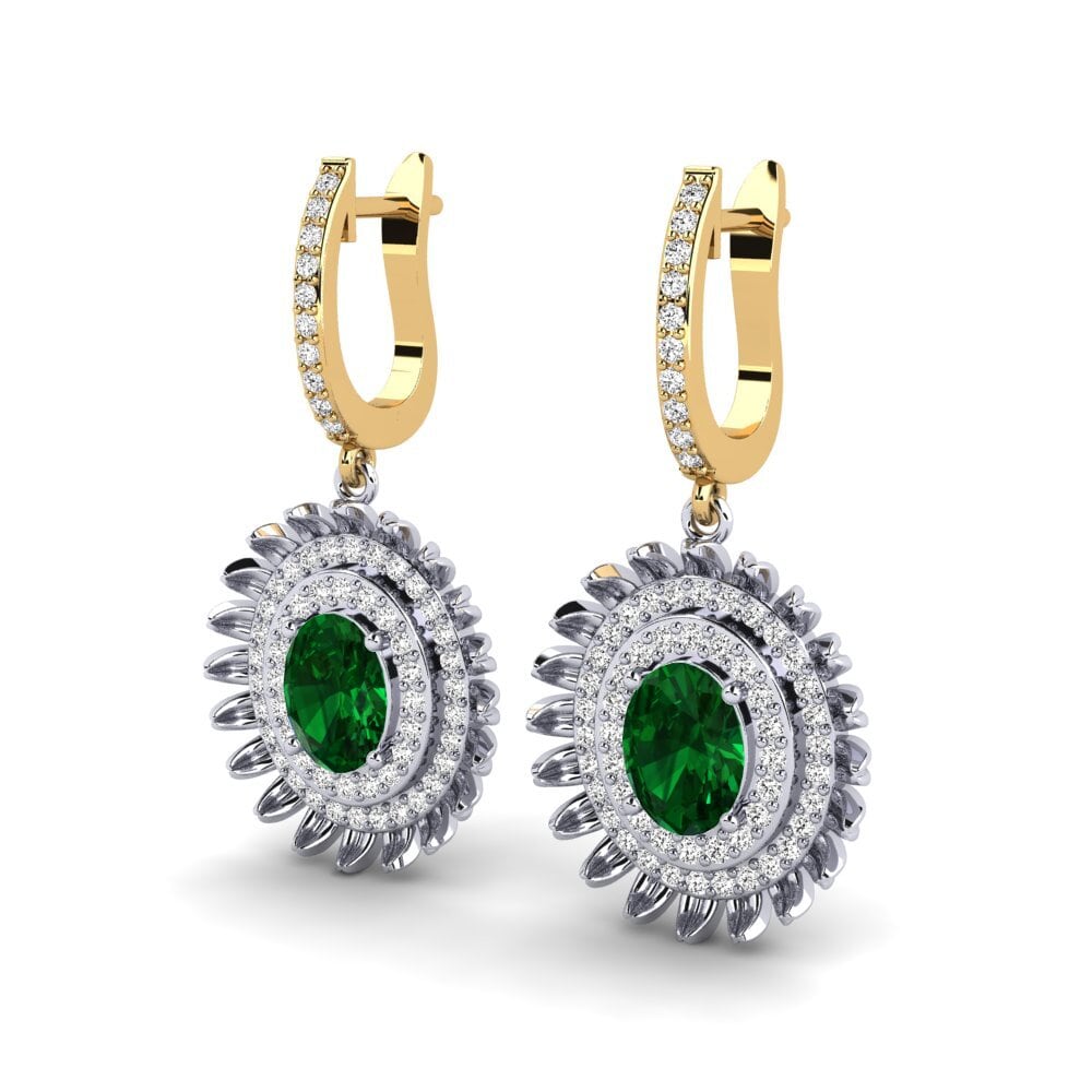 750 Weiß & Gelbgold Tsavorit Damen ohrring Zeman