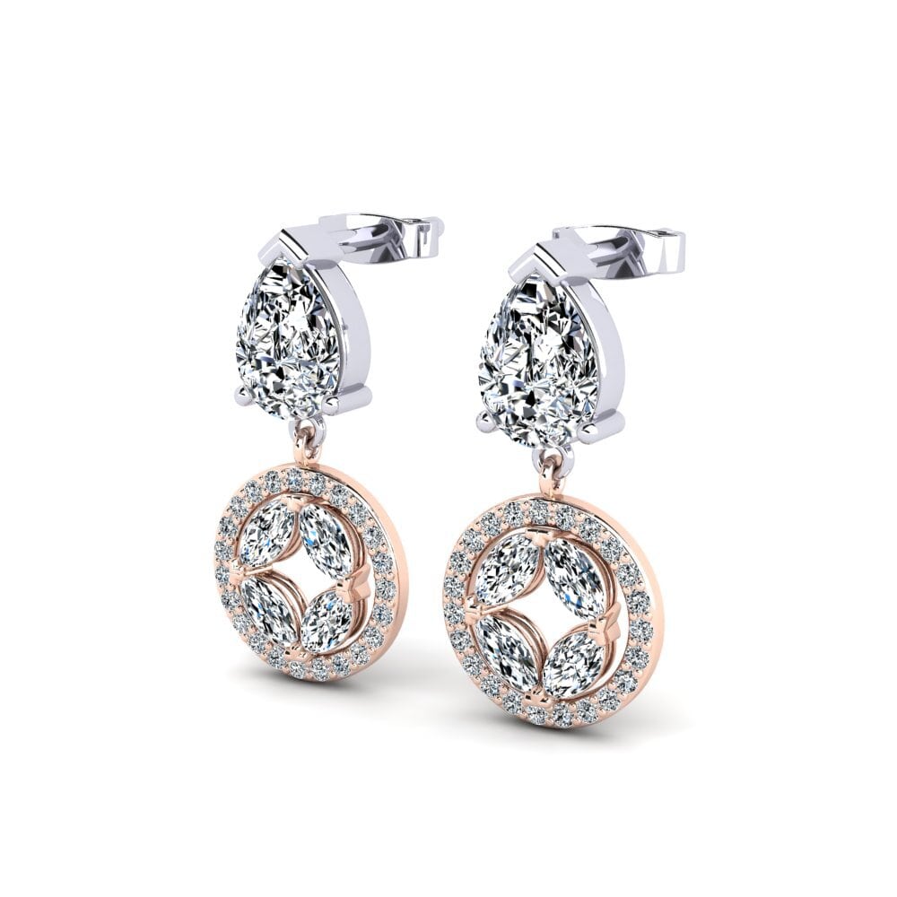 14k Oro Rosa/Blanco Pera Pendiente de mujer Zenia