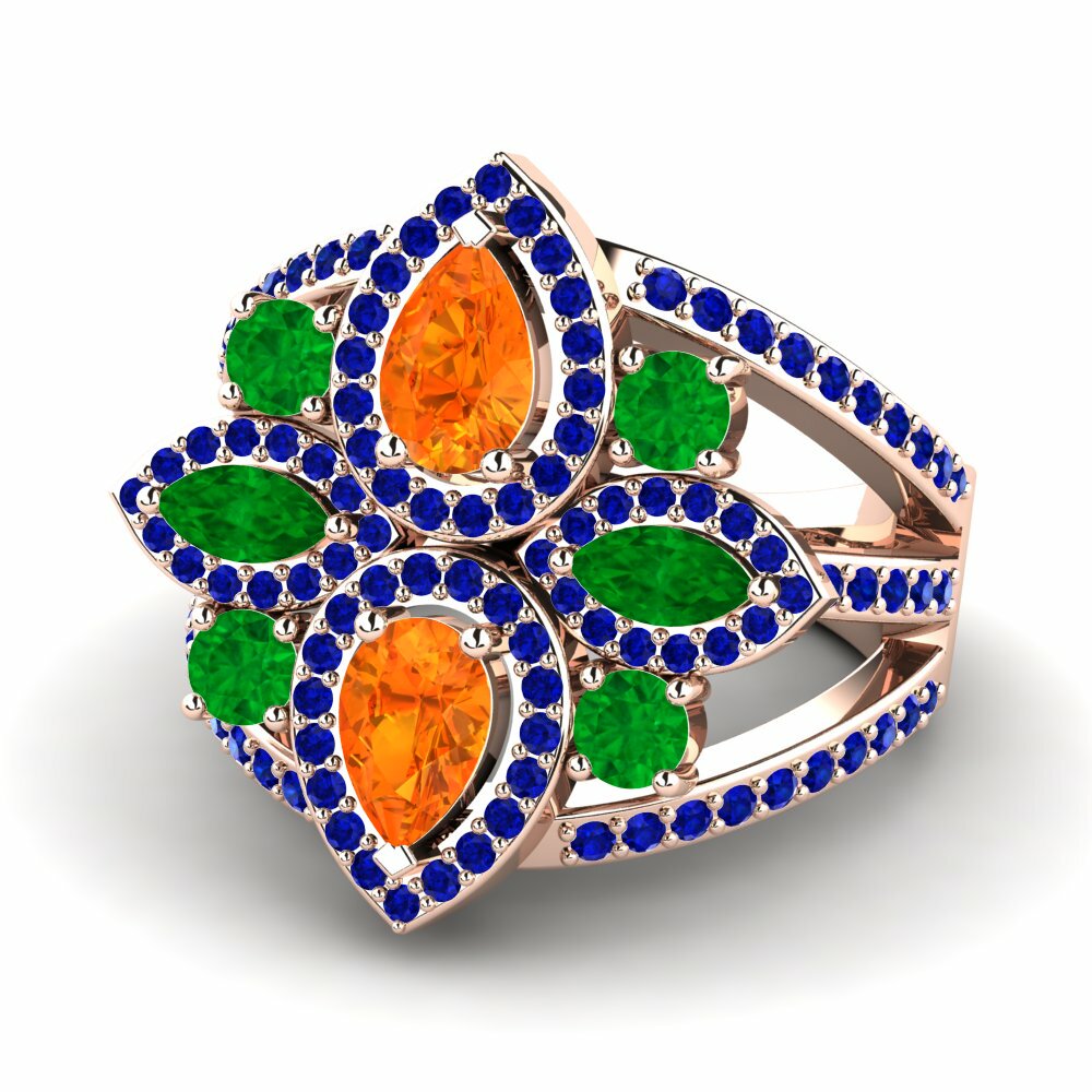 Ring Zenobia Pære 0.66 Karat Premium Orange Safir 585 Rødguld