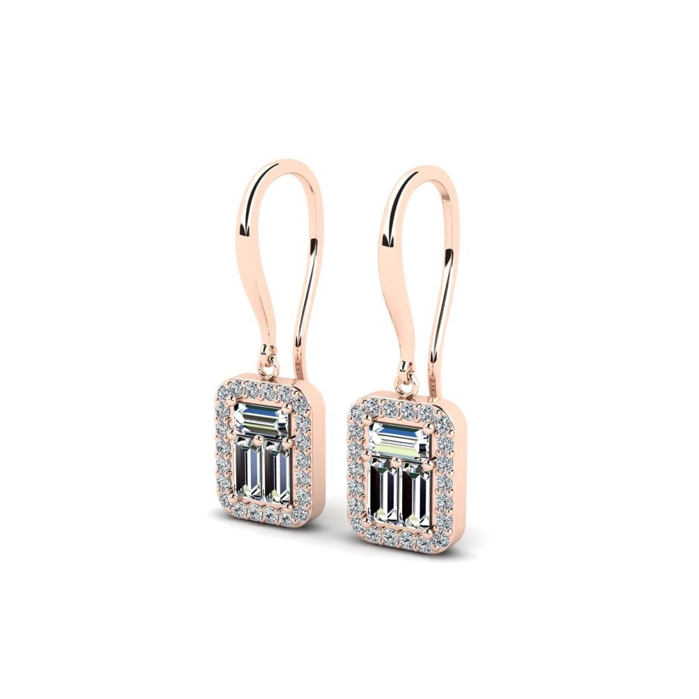 18k Oro Rosa Corte Baguette Pendiente de mujer Zetage
